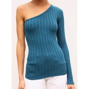 Simon Miller VedadoTop Blue Ribbed One Shoulder Women Size Small Party Office